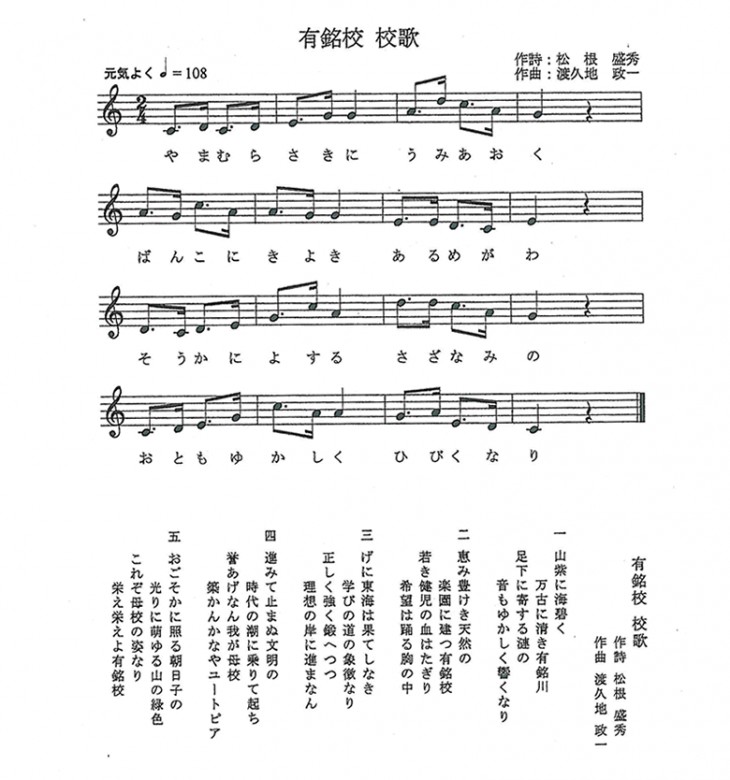 校歌の楽譜画像